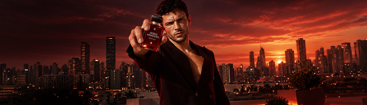 Deseo Absoluto bottle on red velvet